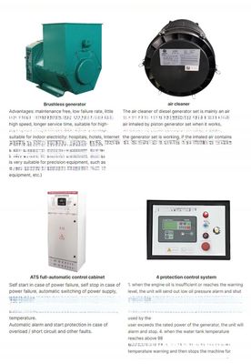 20kW 25kW 30kW 50kW 60kW 100kVA 400kV ディーゼル発電機